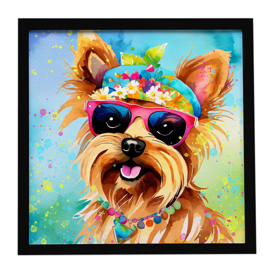 Yorkshire Terrier Hippie Dawg Framed Metal Print
