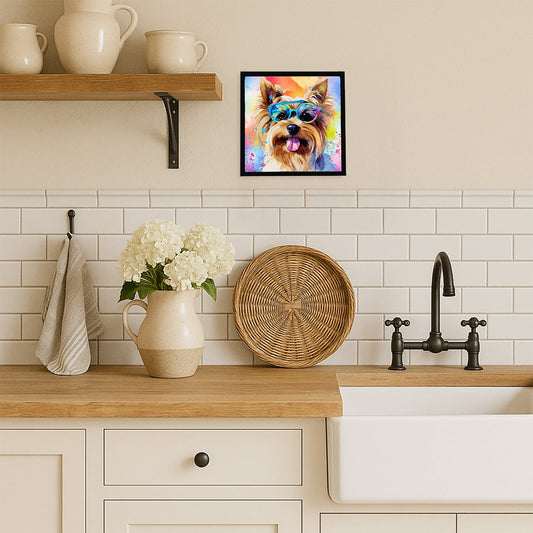 Yorkshire Terrier Hippie Dawg Framed Metal Print