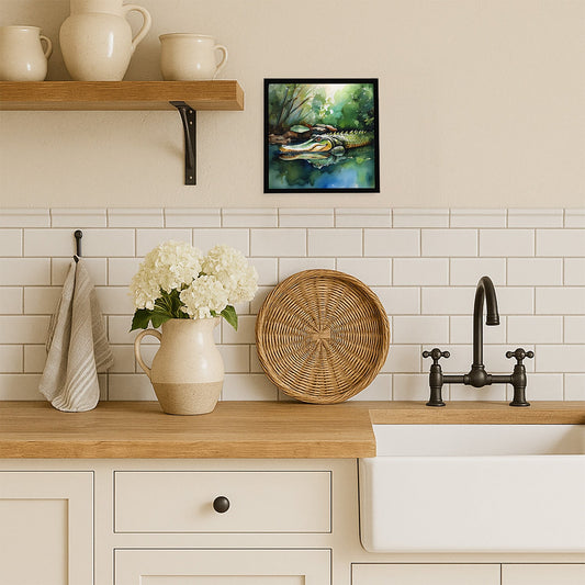 Alligator Framed Metal Print