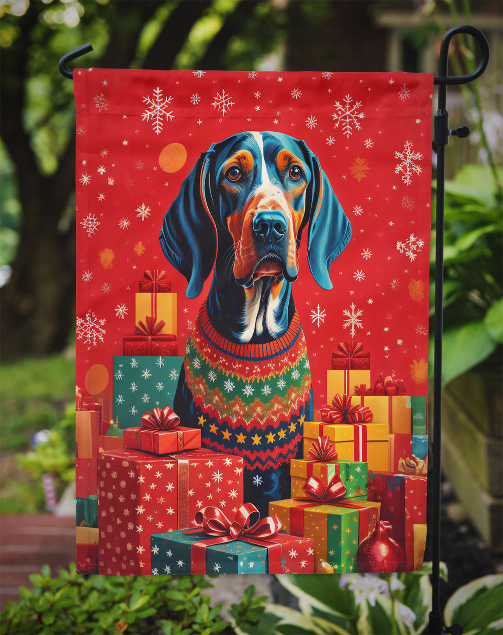 American English Coonhound Holiday Christmas Garden Flag – Outdoor Decorative Yard Flag
