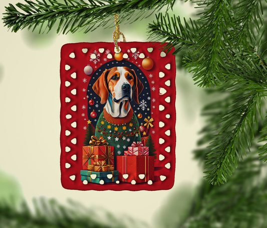American Foxhound Dog Holiday Christmas Porcelain Ornament