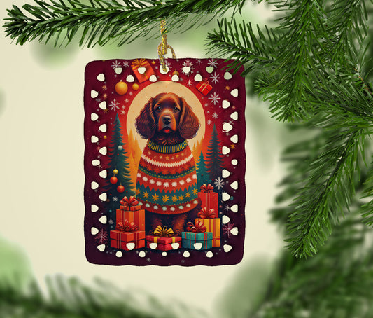American Water Spaniel Holiday Christmas Porcelain Ornament