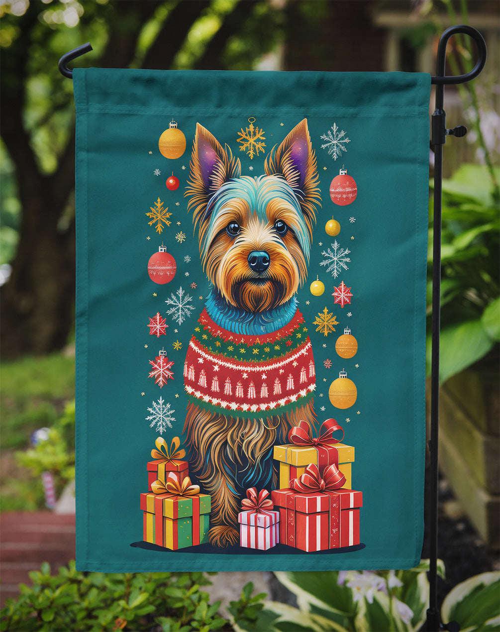 Australian Terrier Holiday Christmas Garden Flag – Outdoor Decorative Yard Flag