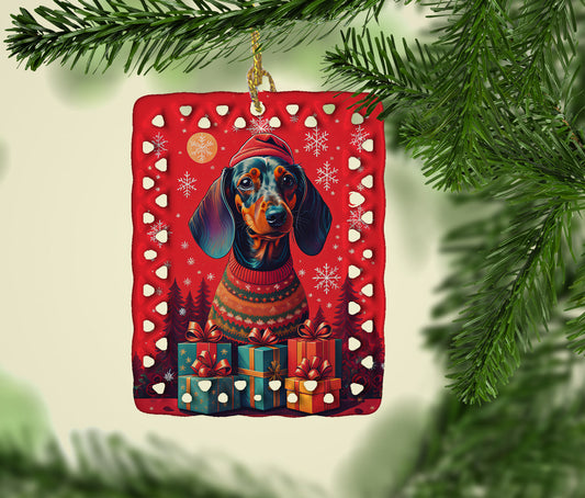 Dachshund Holiday Christmas Porcelain Ornament