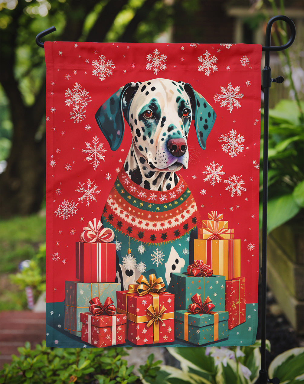 Dalmatian Holiday Christmas Garden Flag – Outdoor Decorative Yard Flag