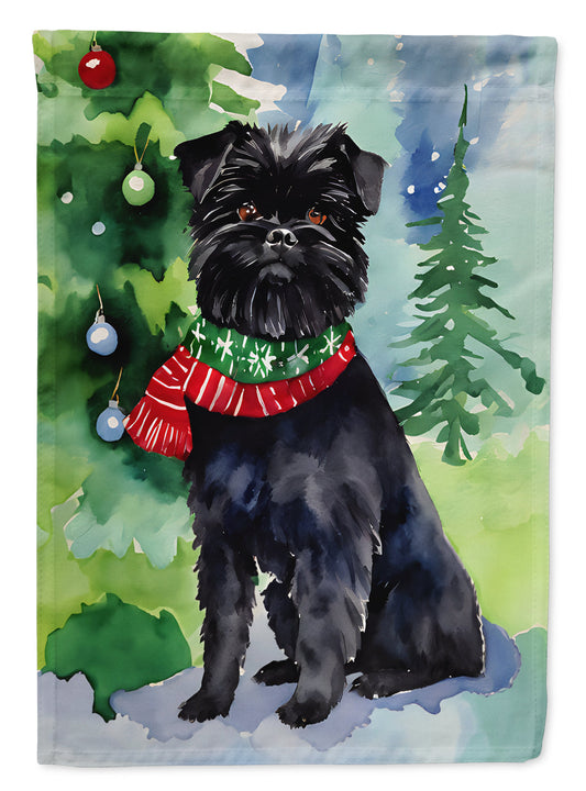 Affenpinscher Christmas Garden Flag – Cozy Dog Holiday Decor with Tree & Presents