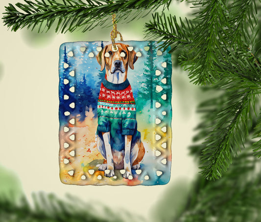 American English Coonhound Christmas Porcelain Ornament