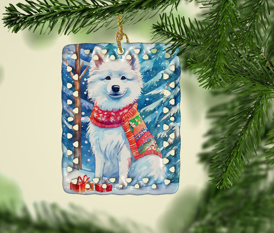 American Eskimo Christmas Porcelain Ornament