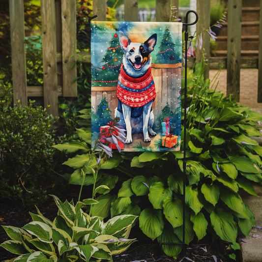 Australian Cattle Dog Christmas Garden Flag – Cozy Dog Holiday Decor with Tree & Presents