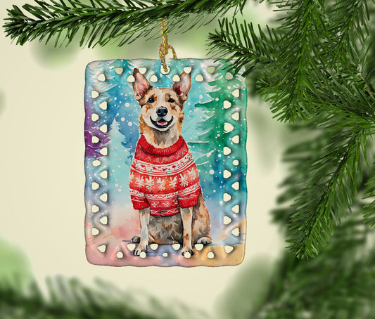 Australian Cattle Dog Christmas Porcelain Ornament