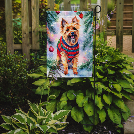 Australian Terrier Christmas Garden Flag – Cozy Dog Holiday Decor with Tree & Presents