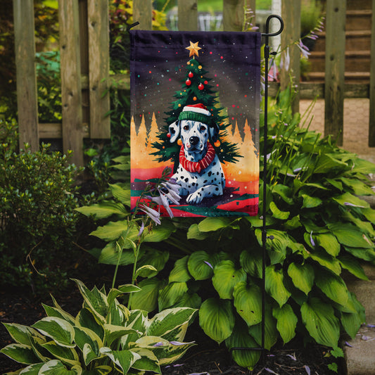 Dalmatian Christmas Garden Flag – Cozy Dog Holiday Decor with Tree & Presents
