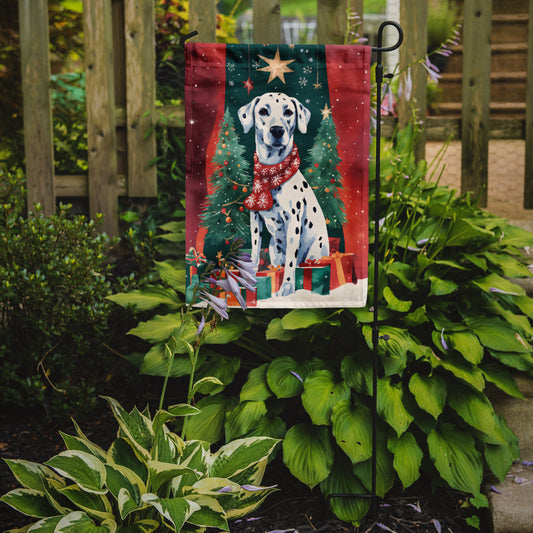 Dalmatian Christmas Garden Flag – Cozy Dog Holiday Decor with Tree & Presents