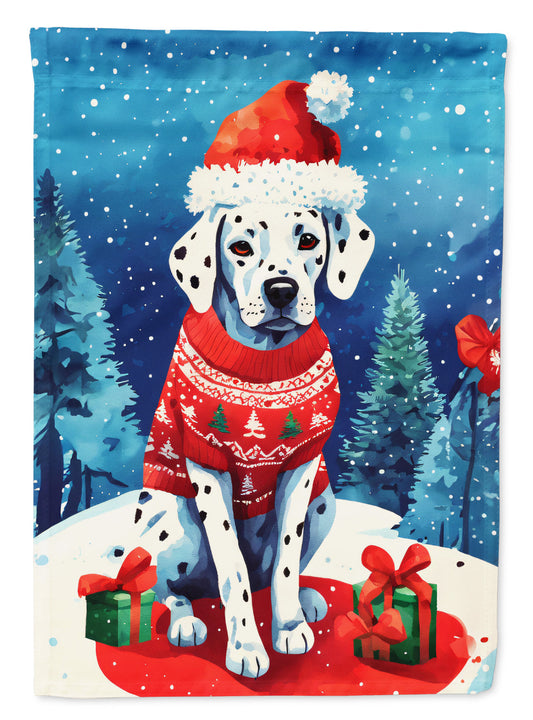Dalmatian Christmas Garden Flag – Cozy Dog Holiday Decor with Tree & Presents