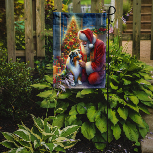 Australian Shepherd with Santa Garden Flag – Christmas Dog Yard Decor