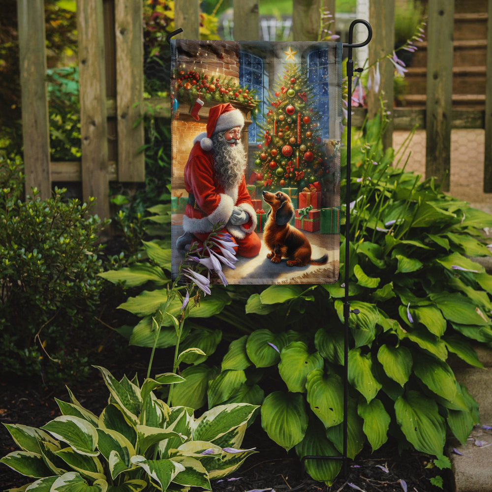 Dachshund with Santa Garden Flag – Christmas Dog Yard Decor