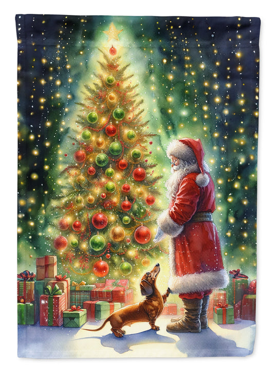 Dachshund with Santa Garden Flag – Christmas Dog Yard Decor