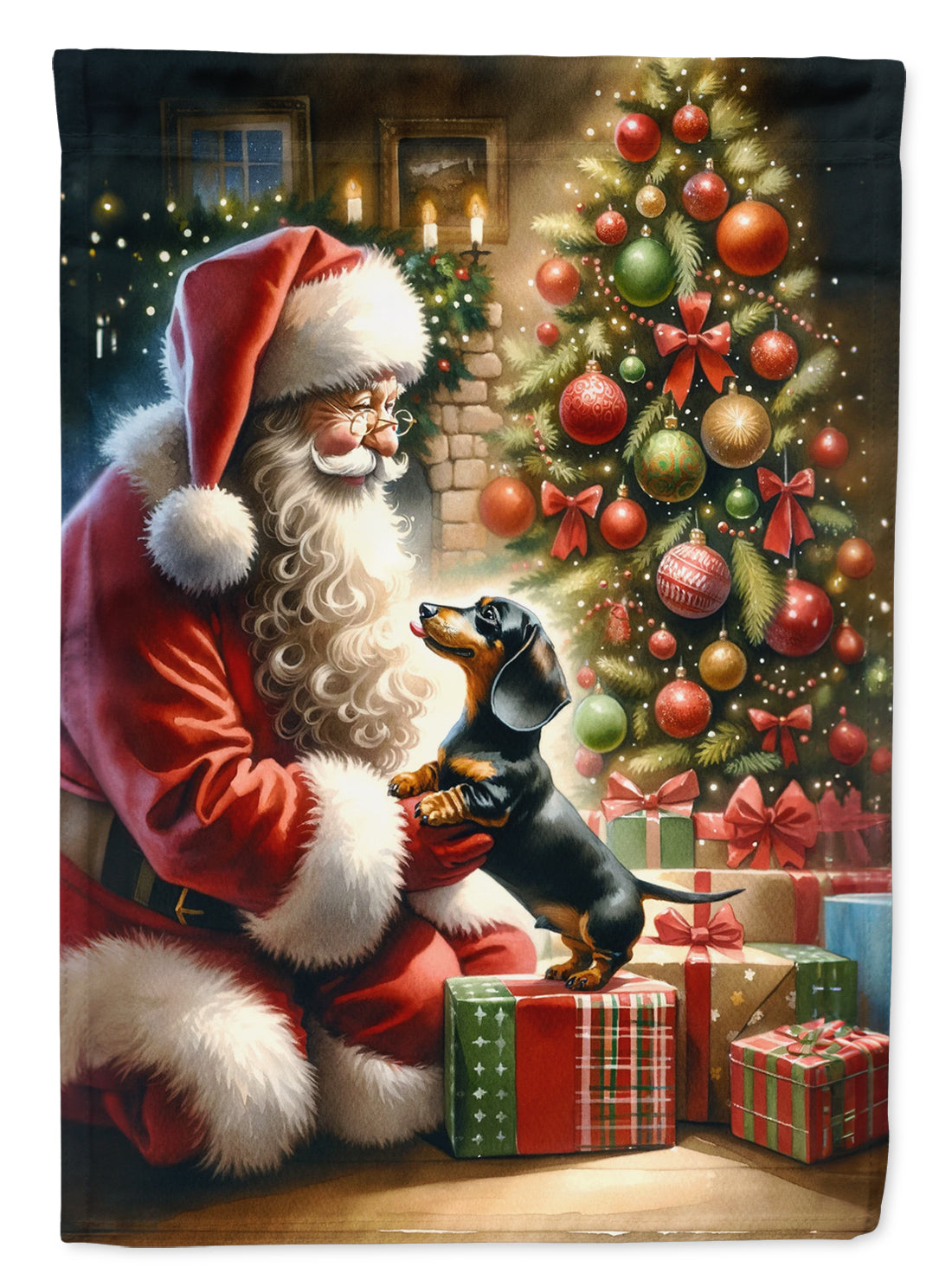 Dachshund with Santa Garden Flag – Christmas Dog Yard Decor