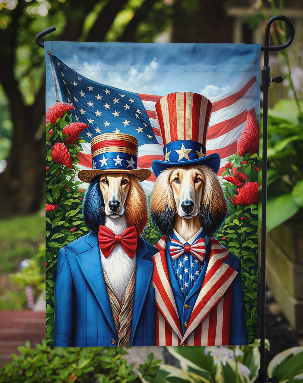 All American Afghan Hound Garden Flag – Dogs with American Flag Background by Caroline’s Treasures
