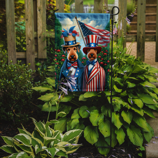 All American Airedale Terrier Garden Flag – Dogs with American Flag Background by Caroline’s Treasures