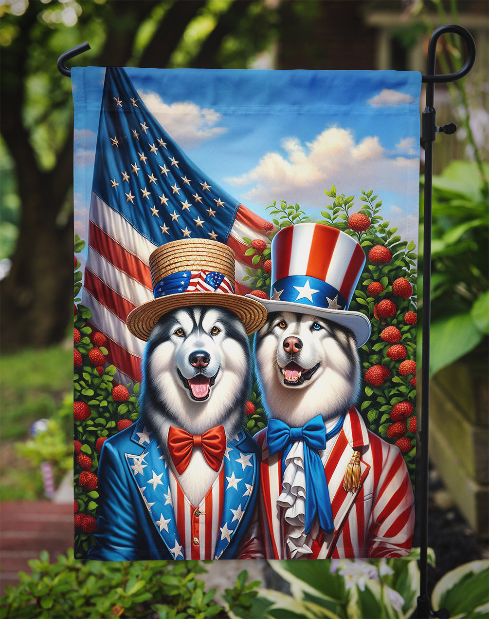 All American Alaskan Malamute Garden Flag – Dogs with American Flag Background by Caroline’s Treasures
