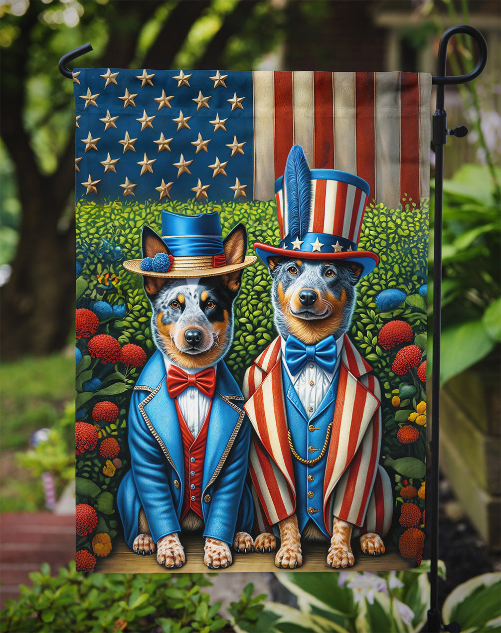 All American Australian Cattle Dog Garden Flag – Dogs with American Flag Background by Caroline’s Treasures