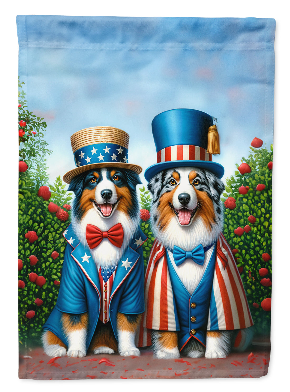 All American Australian Shepherd Garden Flag – Dogs with American Flag Background by Caroline’s Treasures