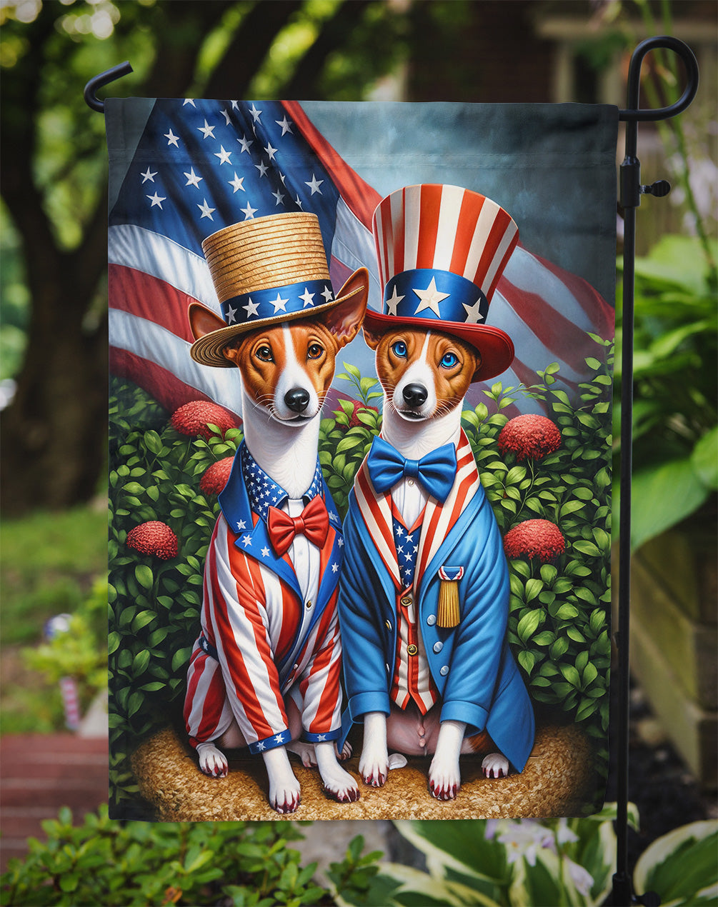 All American Basenji Garden Flag – Dogs with American Flag Background by Caroline’s Treasures