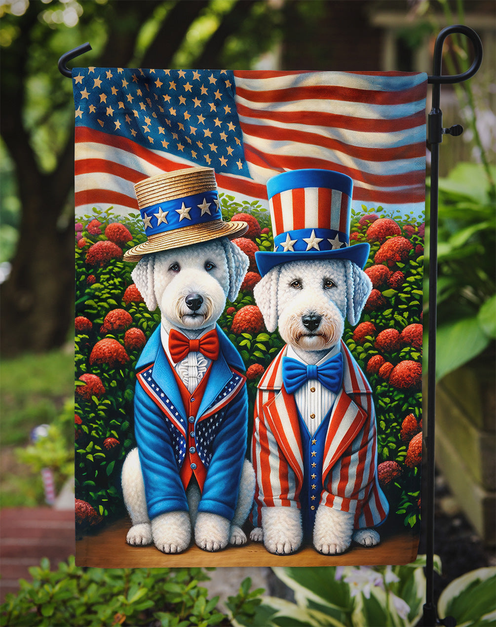 All American Bedlington Terrier Garden Flag – Dogs with American Flag Background by Caroline’s Treasures