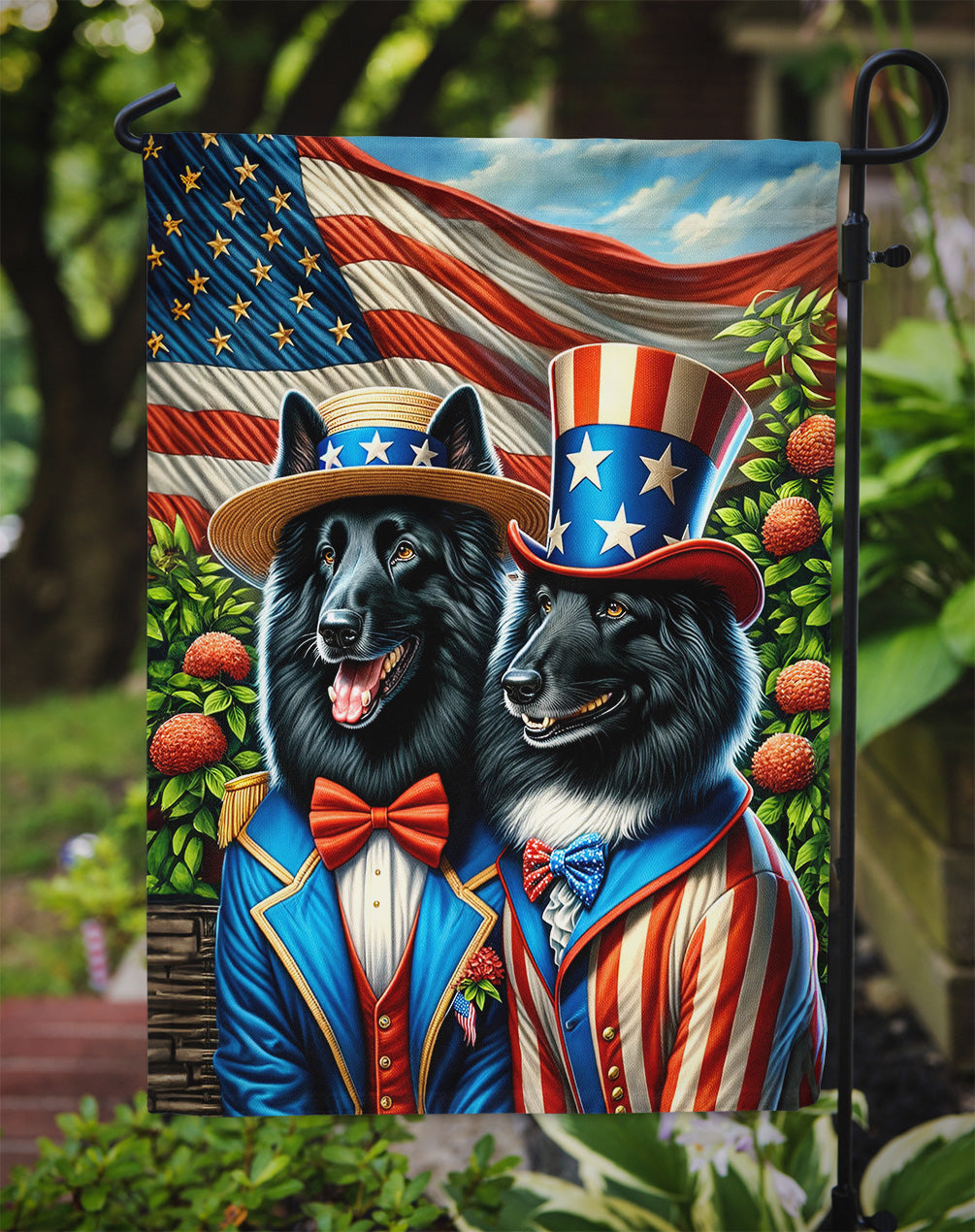 All American Belgian Sheepdog Garden Flag – Dogs with American Flag Background by Caroline’s Treasures