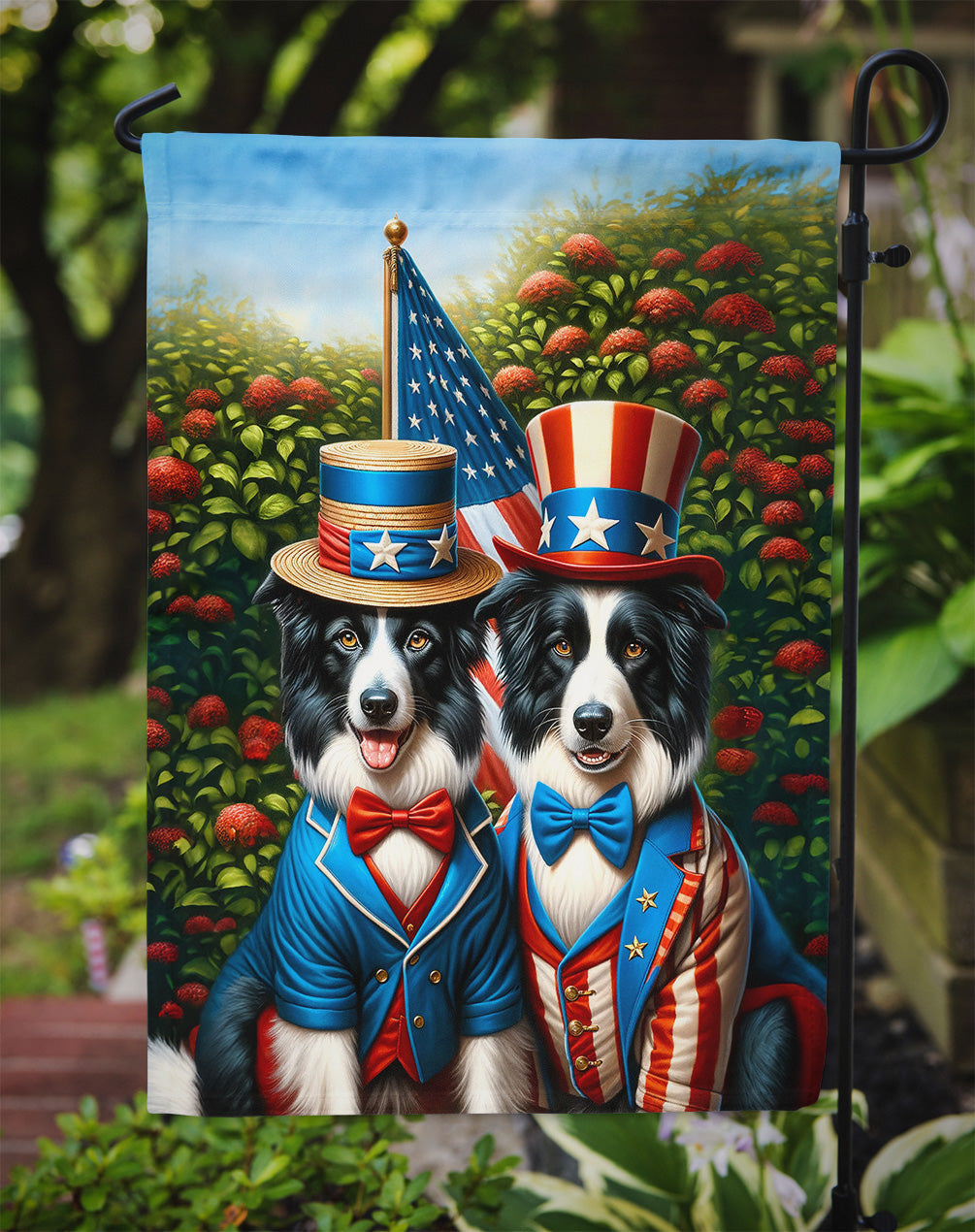 All American Border Collie Garden Flag – Garden Flag by Caroline's Treasures