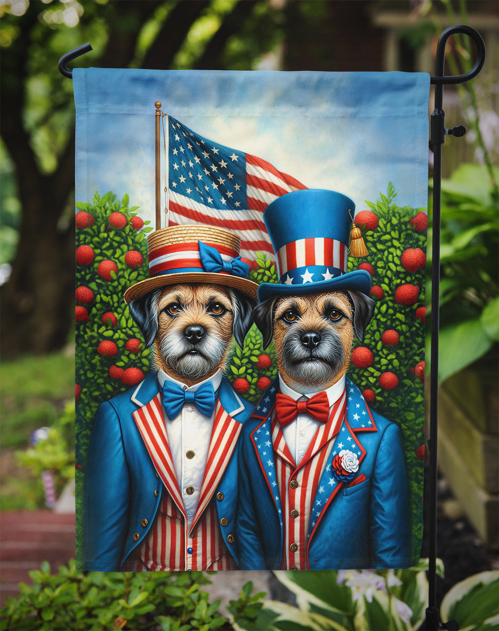 All American Border Terrier Garden Flag – Dogs with American Flag Background by Caroline’s Treasures