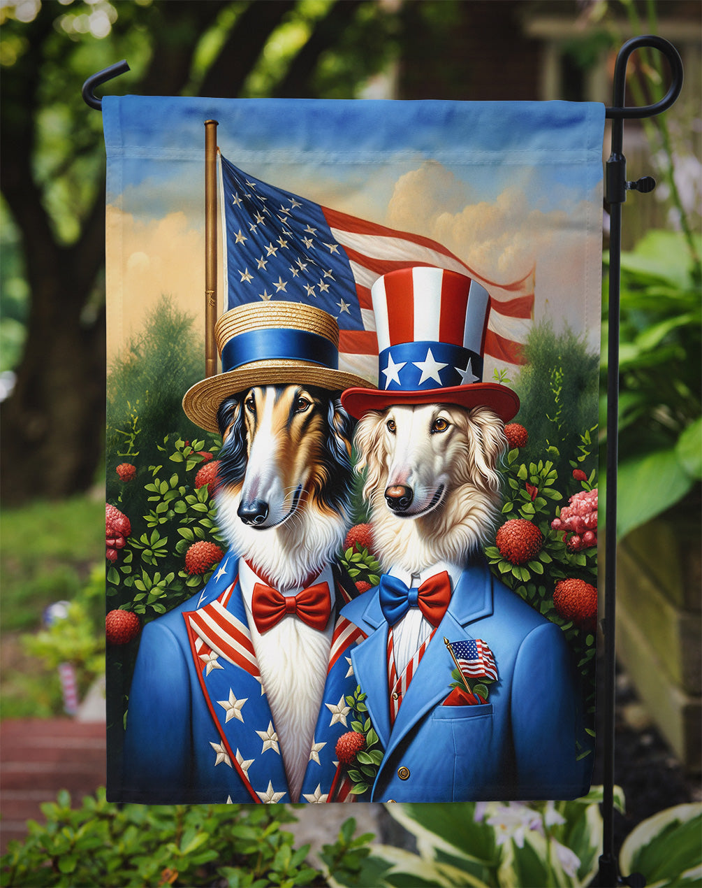 All American Borzoi Garden Flag – Dogs with American Flag Background by Caroline’s Treasures