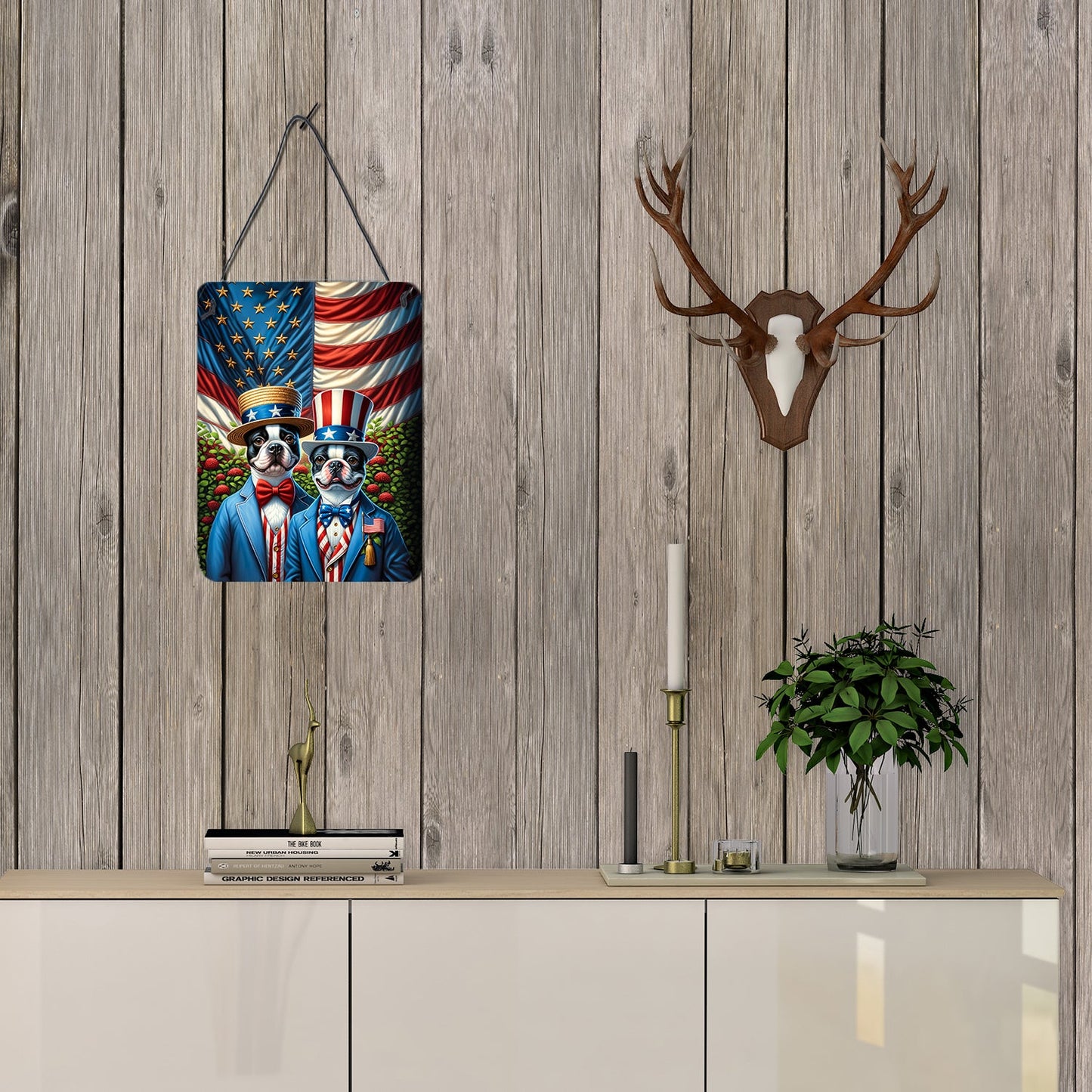 All American Boston Terrier Wall or Door Hanging Prints