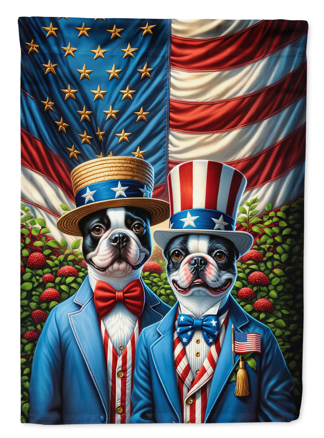 All American Boston Terrier Garden Flag – Dogs with American Flag Background by Caroline’s Treasures
