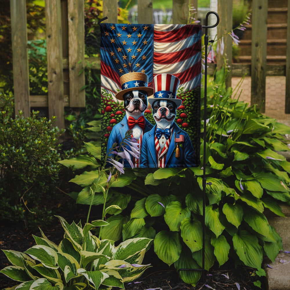 All American Boston Terrier Garden Flag – Dogs with American Flag Background by Caroline’s Treasures