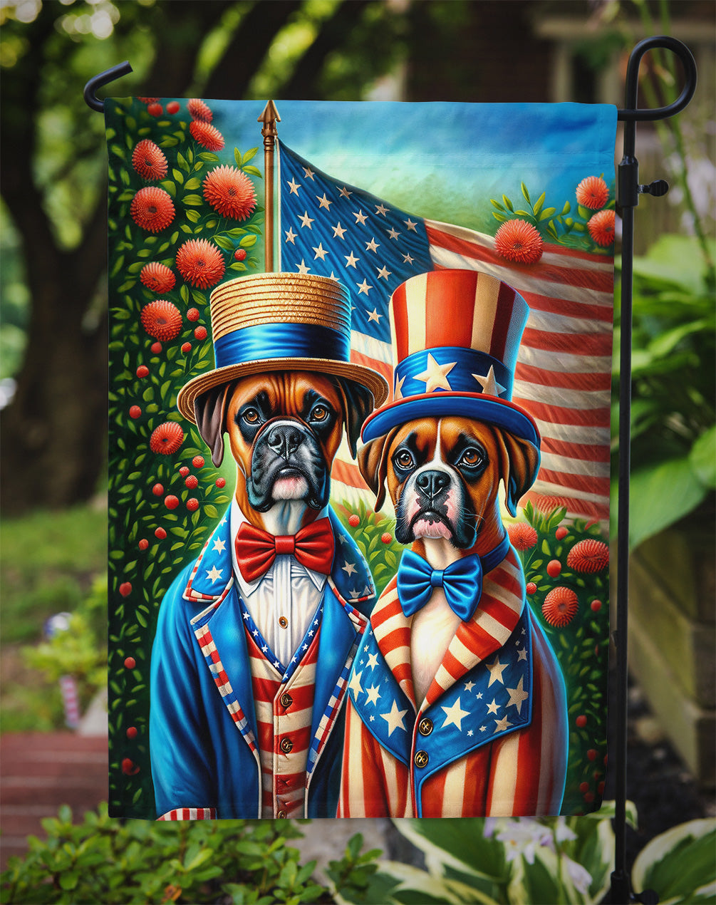All American Boxer Garden Flag – Dogs with American Flag Background by Caroline’s Treasures