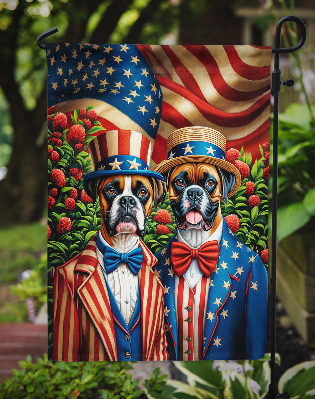 All American Boxer Garden Flag – Dogs with American Flag Background by Caroline’s Treasures