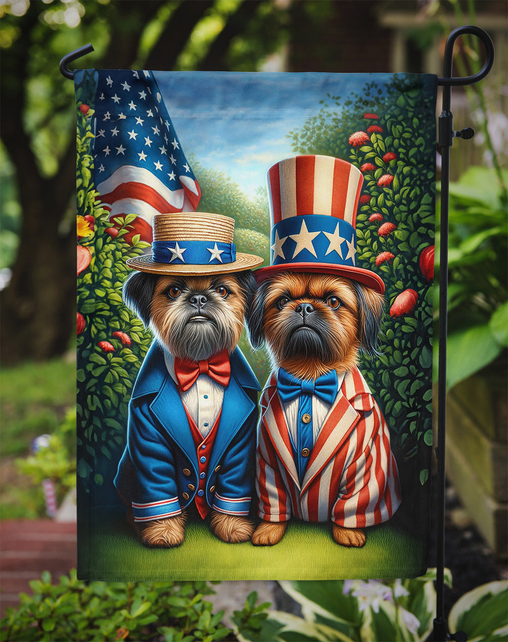 All American Brussels Griffon Garden Flag – Dogs with American Flag Background by Caroline’s Treasures