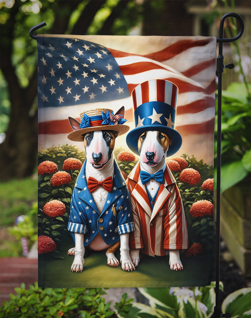 All American Bull Terrier Garden Flag – Dogs with American Flag Background by Caroline’s Treasures