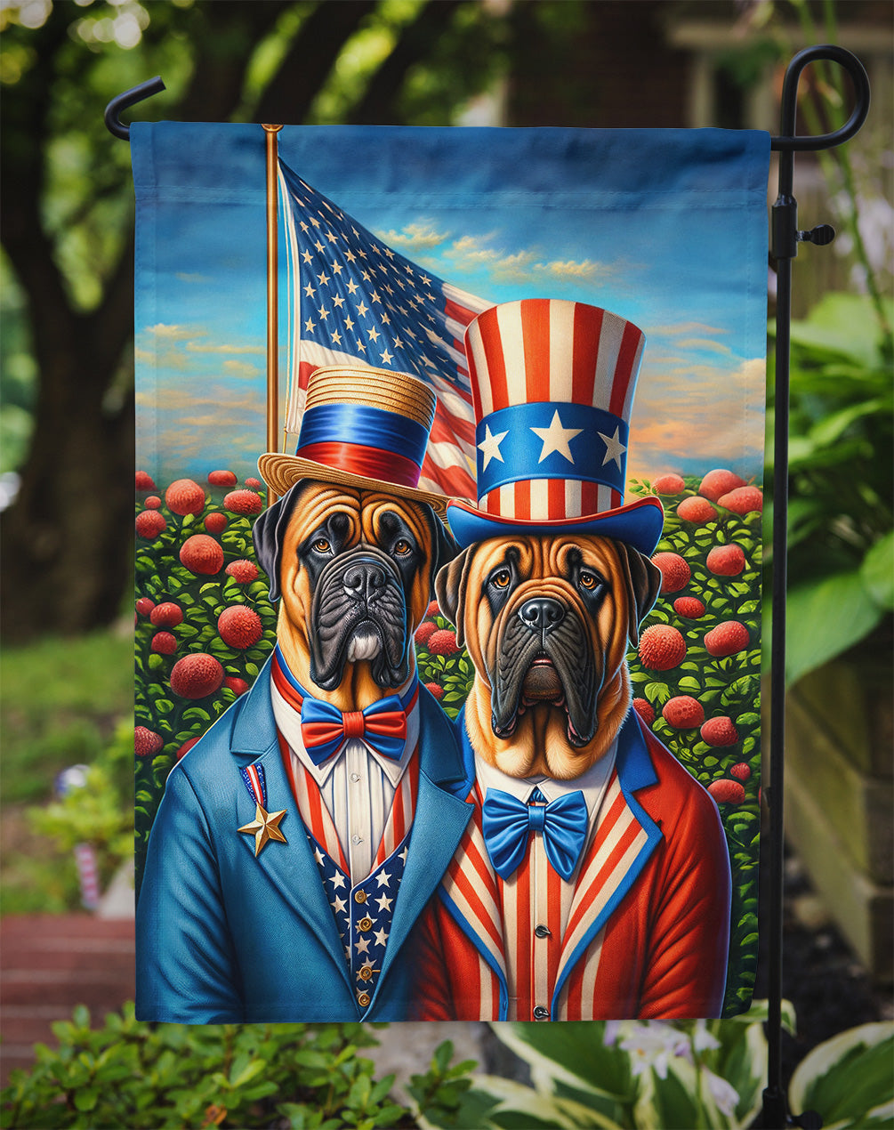 All American Bullmastiff Garden Flag – Dogs with American Flag Background by Caroline’s Treasures