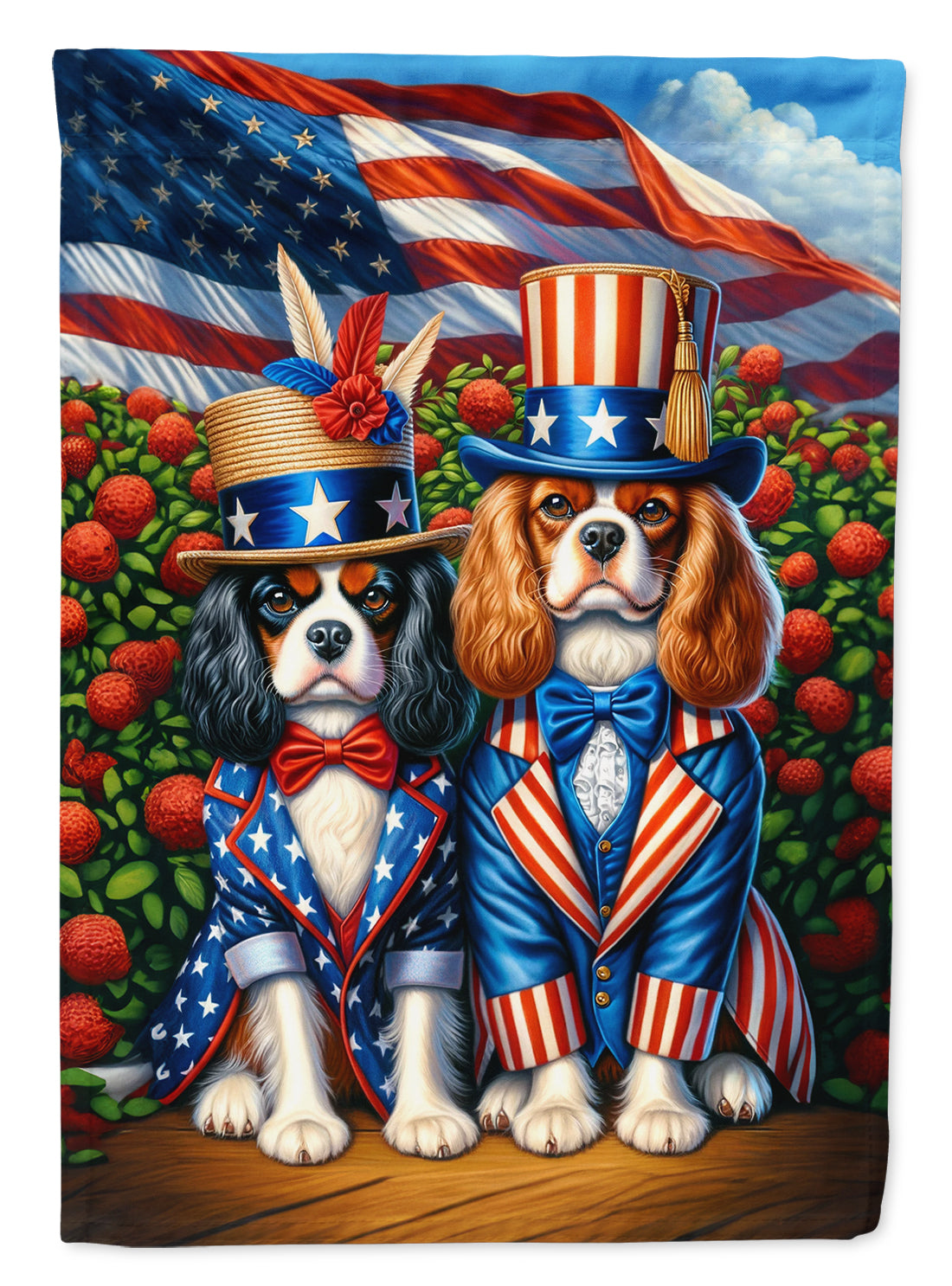 All American Cavalier Spaniel Garden Flag – Dogs with American Flag Background by Caroline’s Treasures