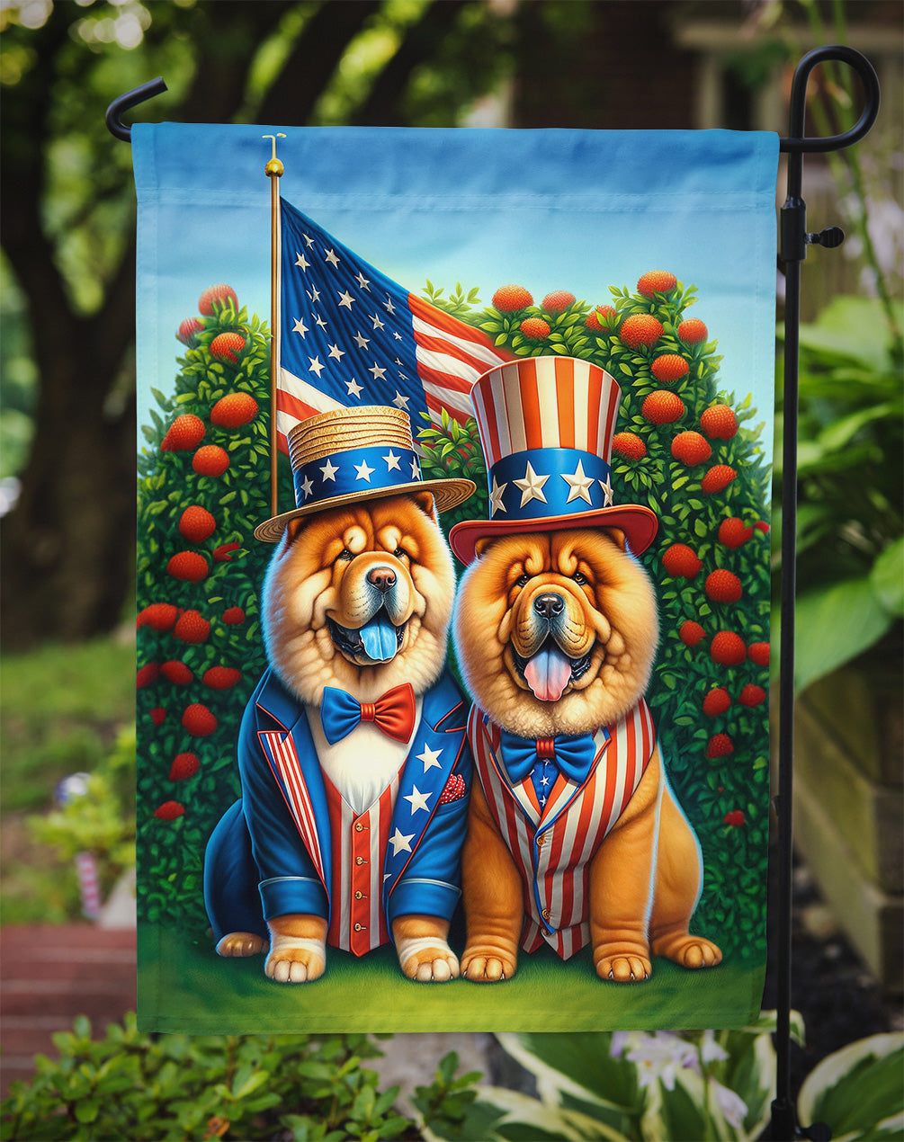 All American Chow Chow Garden Flag – Dogs with American Flag Background by Caroline’s Treasures