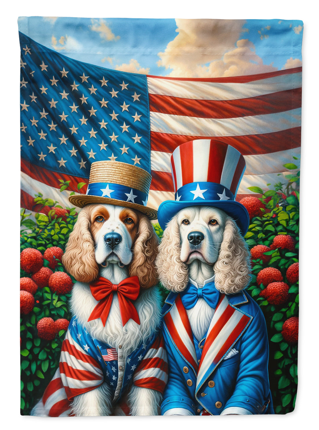 All American Clumber Spaniel Garden Flag – Dogs with American Flag Background by Caroline’s Treasures