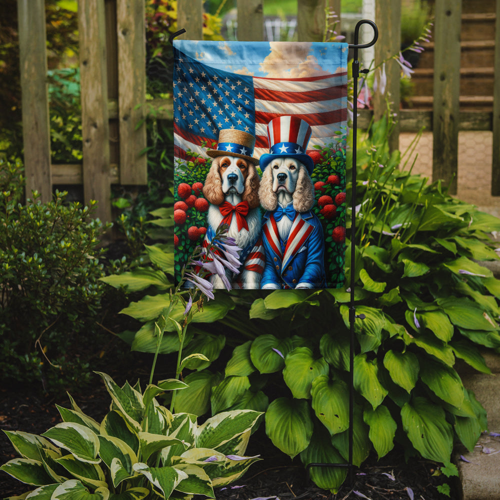 All American Clumber Spaniel Garden Flag – Dogs with American Flag Background by Caroline’s Treasures
