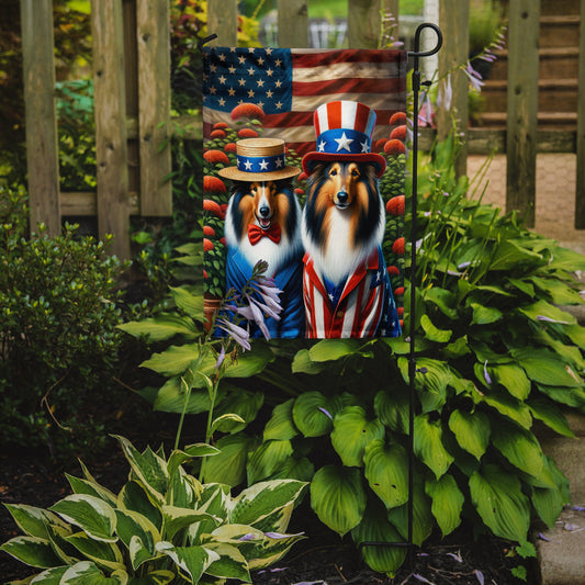 All American Collie Garden Flag – Dogs with American Flag Background by Caroline’s Treasures