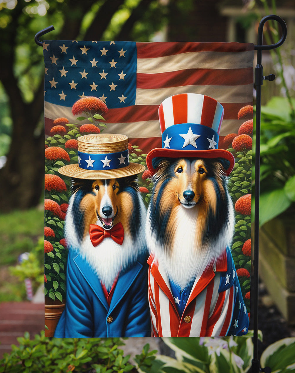 All American Collie Garden Flag – Garden Flag by Caroline's Treasures