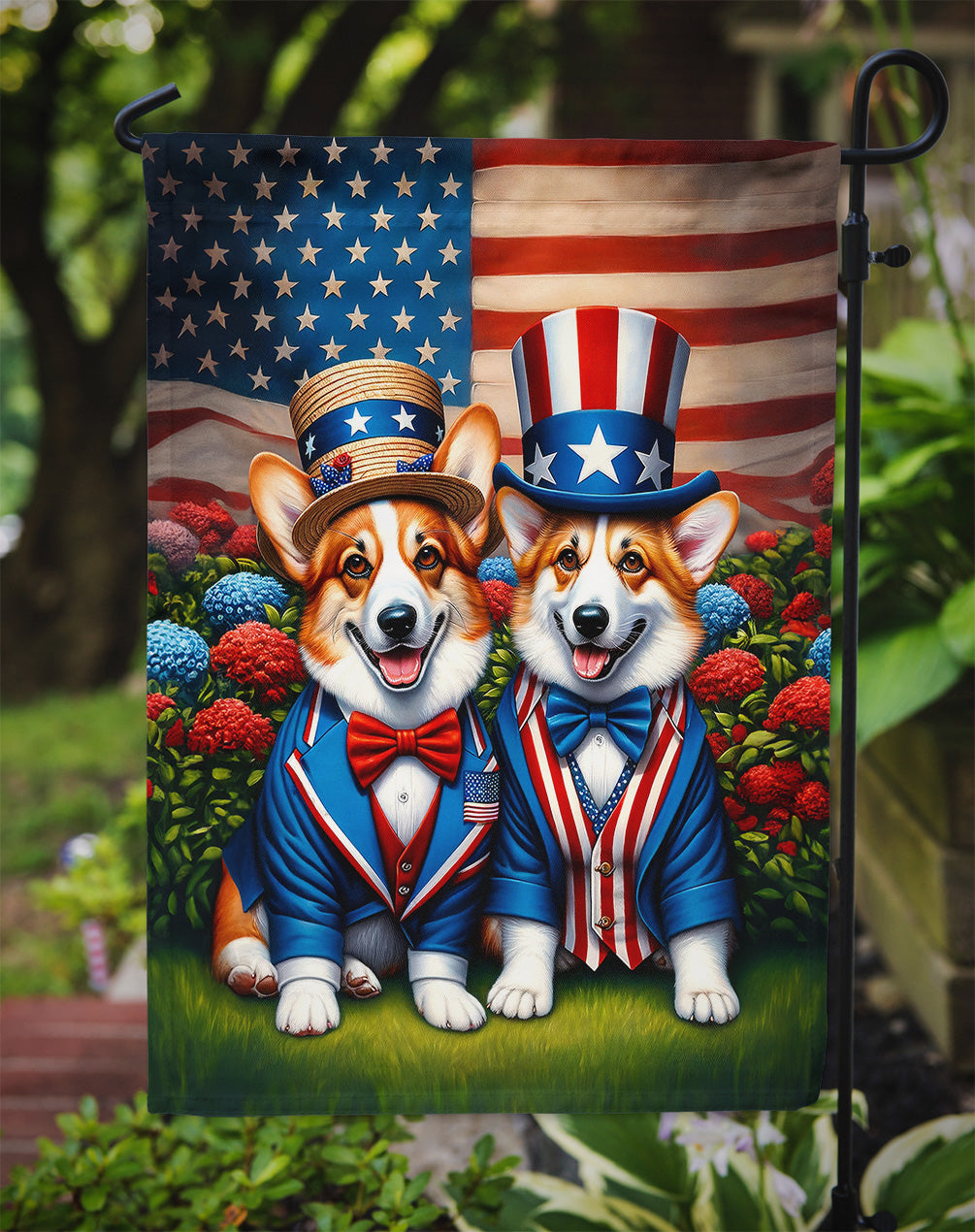 All American Corgi Garden Flag – Garden Flag by Caroline's Treasures