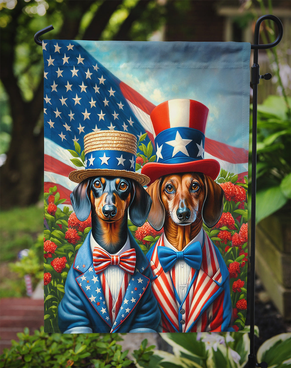 All American Dachshund Garden Flag – Garden Flag by Caroline's Treasures
