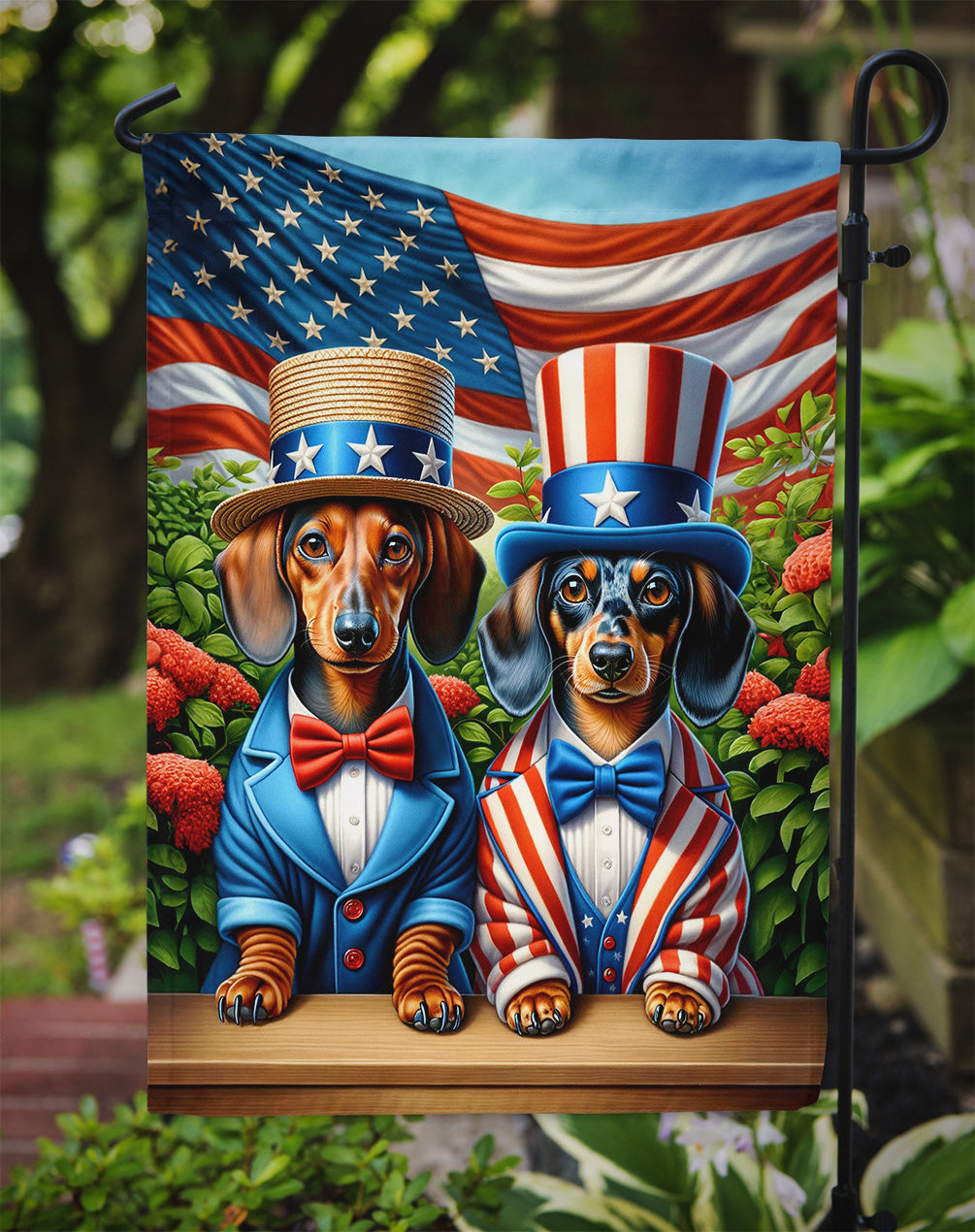 All American Dachshund Garden Flag – Garden Flag by Caroline's Treasures